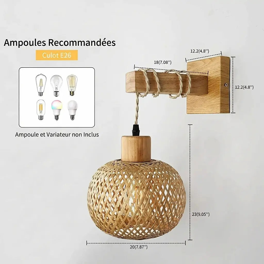 Applique murale osier et bambou