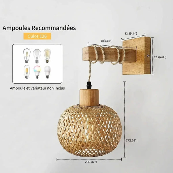 Applique murale osier et bambou