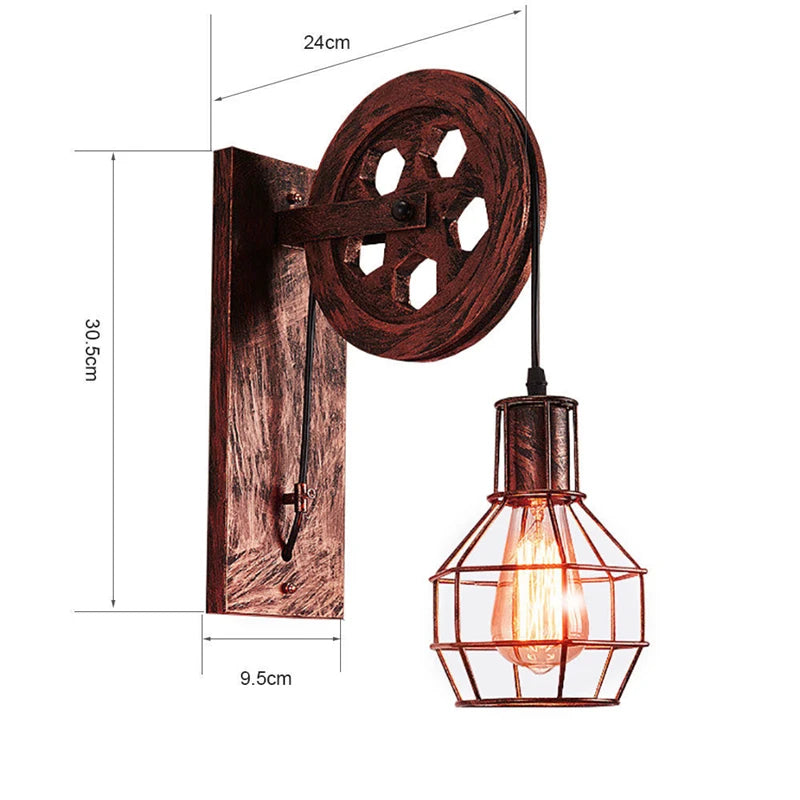 Applique murale industrielle vintage bois