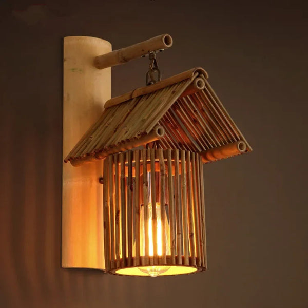 Applique murale cabane bambou