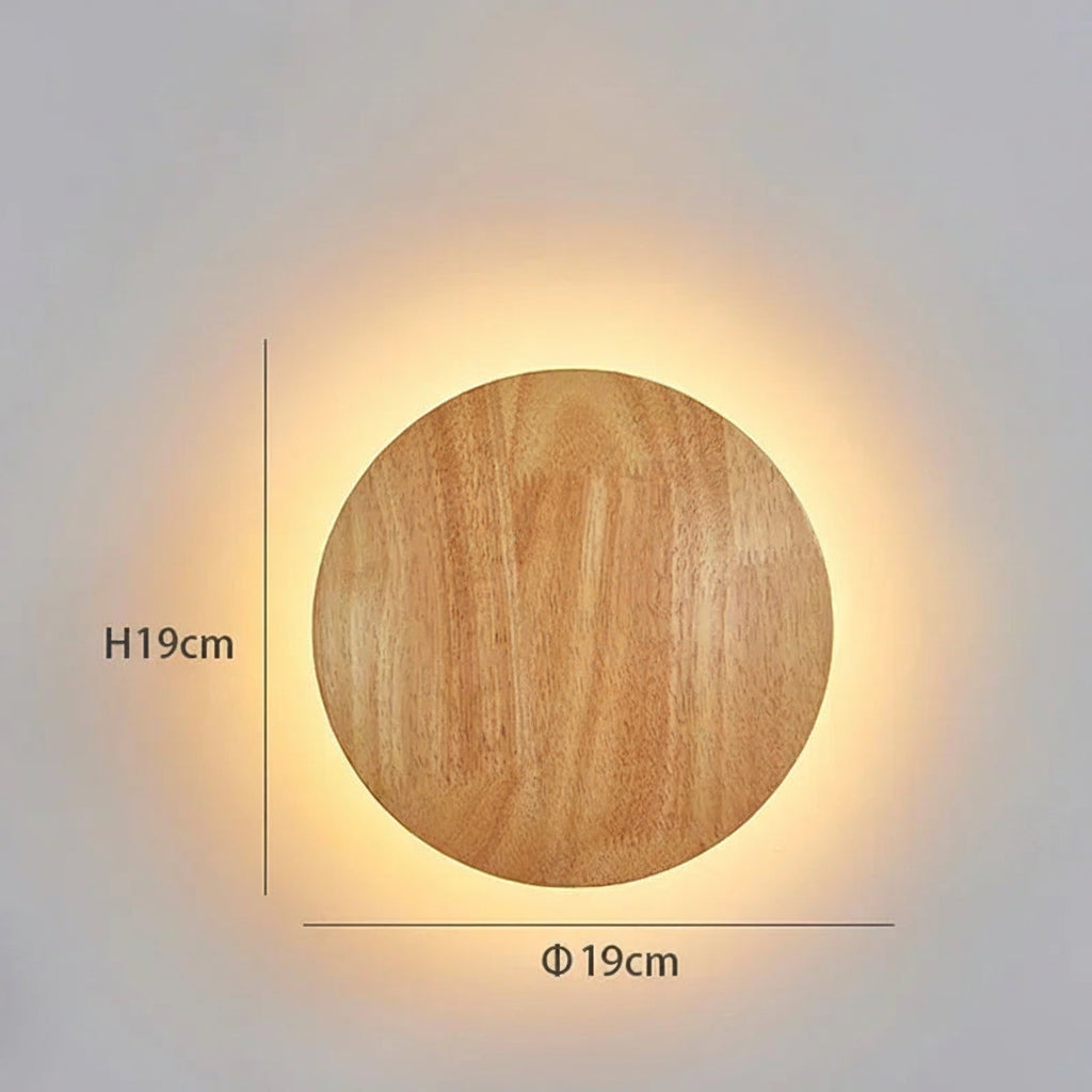 Applique murale LED bois circulaire gravée style minimaliste
