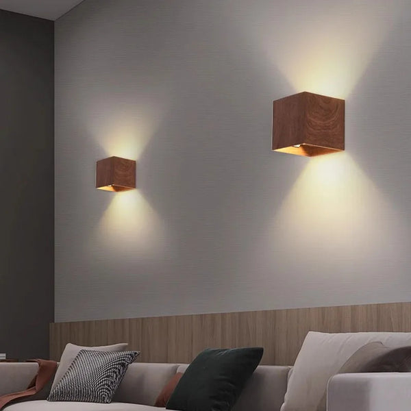 Applique murale bois noyer style nordique LED