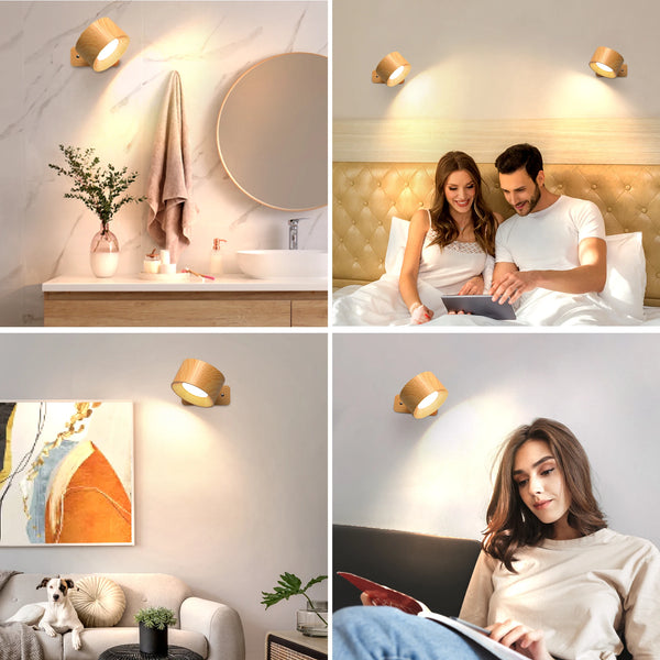 Applique murale LED rechargeable sans fil rotatif 360