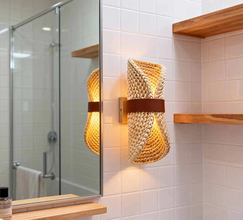 Applique murale style japonaise en rotin