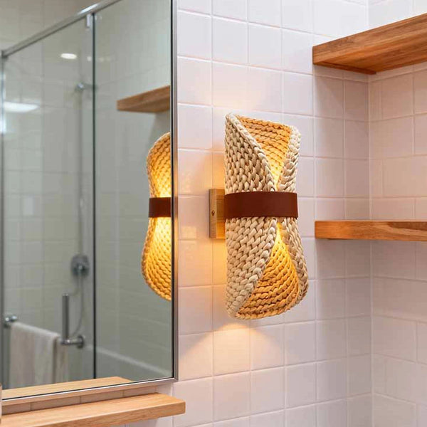 Applique murale style japonaise en rotin