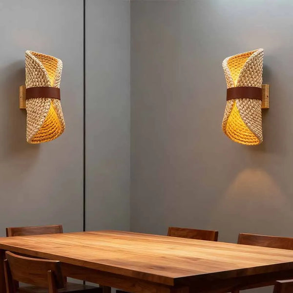 Applique murale salon rotin