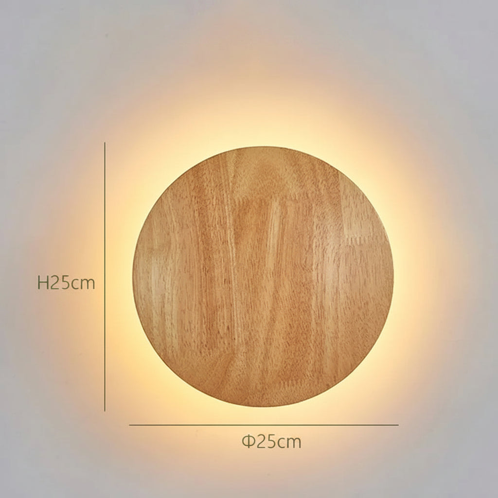 Applique murale LED bois circulaire gravée style minimaliste