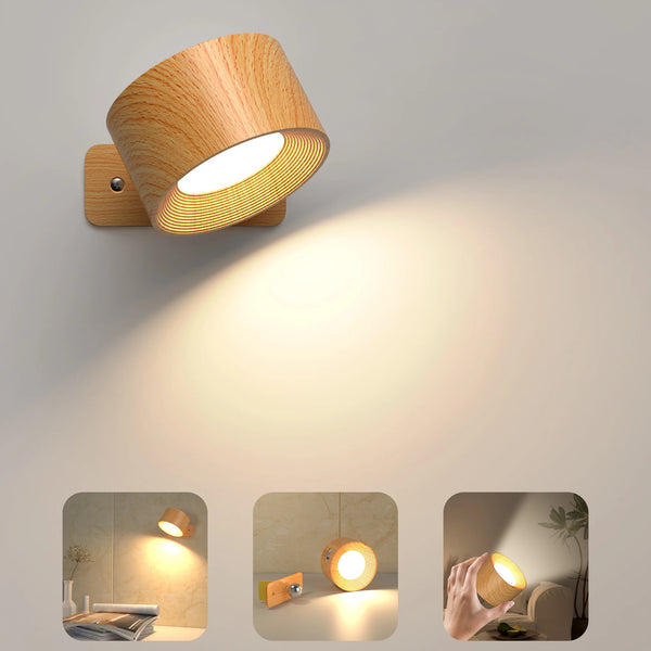 Applique murale LED rechargeable sans fil rotatif 360
