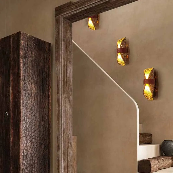 Applique murale style japonaise en rotin