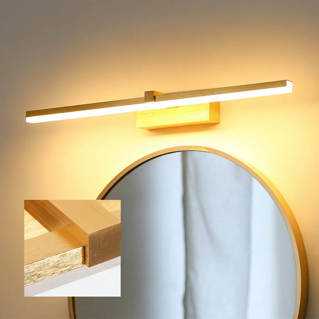 Applique murale LED aluminium miroir et salle de bain dorée