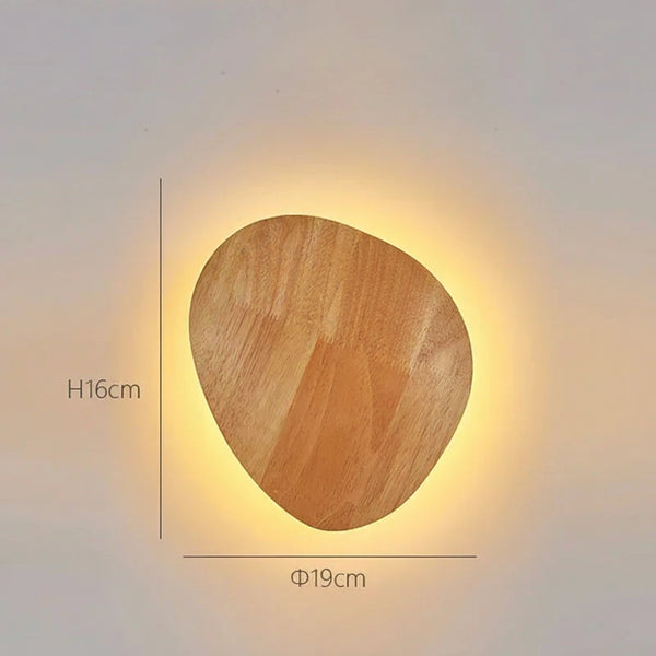 Applique murale LED bois circulaire gravée style minimaliste