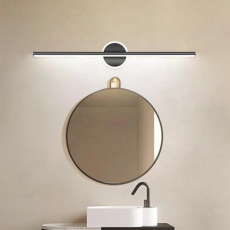 Applique murale LED miroir salle de bain barre aluminium dorée ou noire