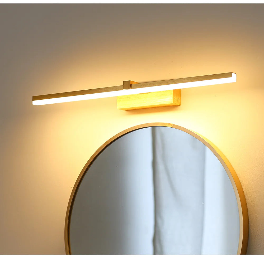 Applique murale LED aluminium miroir et salle de bain dorée