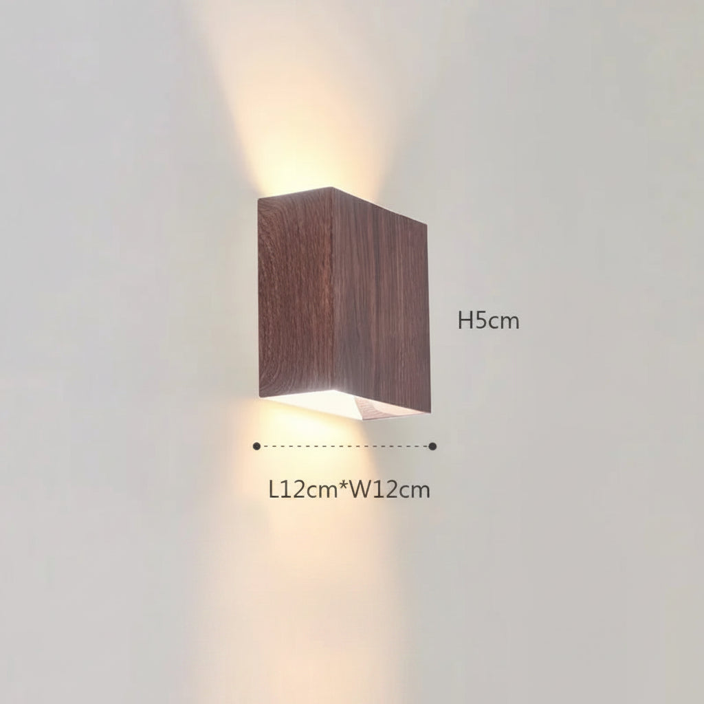 Applique murale bois noyer style nordique LED