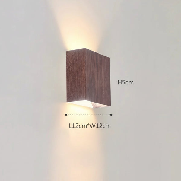 Applique murale bois noyer style nordique LED