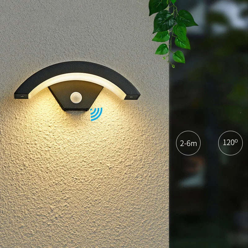 Applique murale extérieure LED IP65 détecteur de mouvement aluminium noir