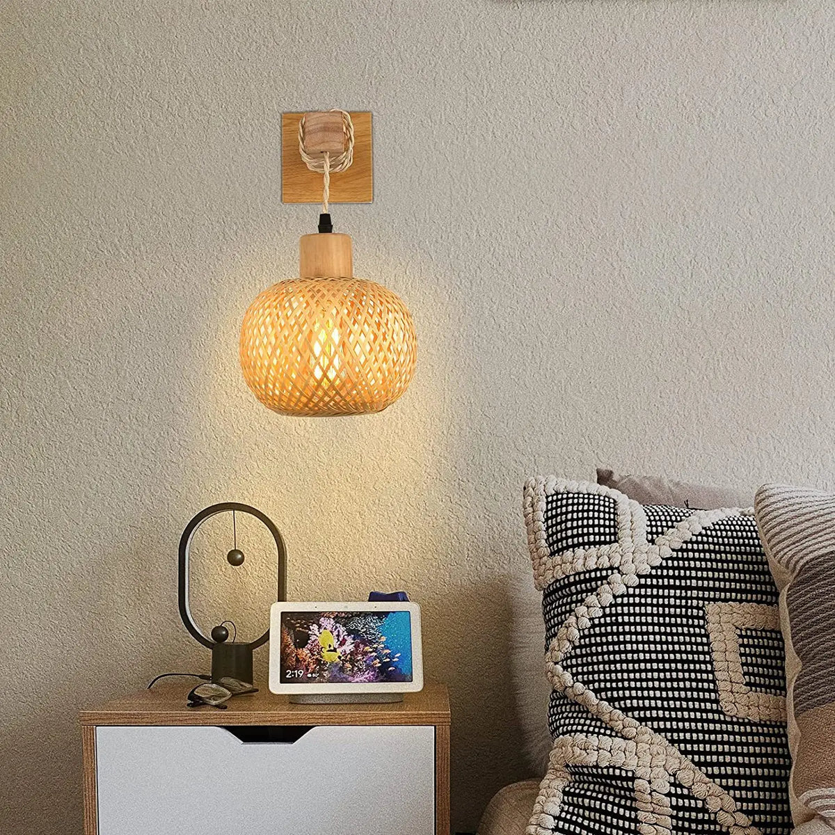Applique murale osier et bambou