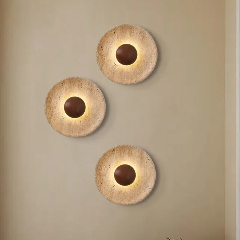 Applique murale pierre naturelle et bois sombre