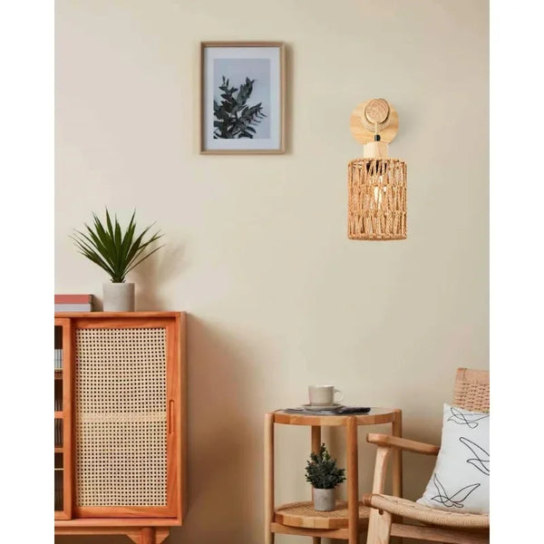 Applique murale rotin double