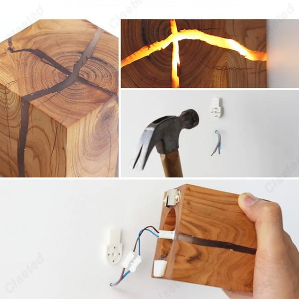 Applique murale cube en bois